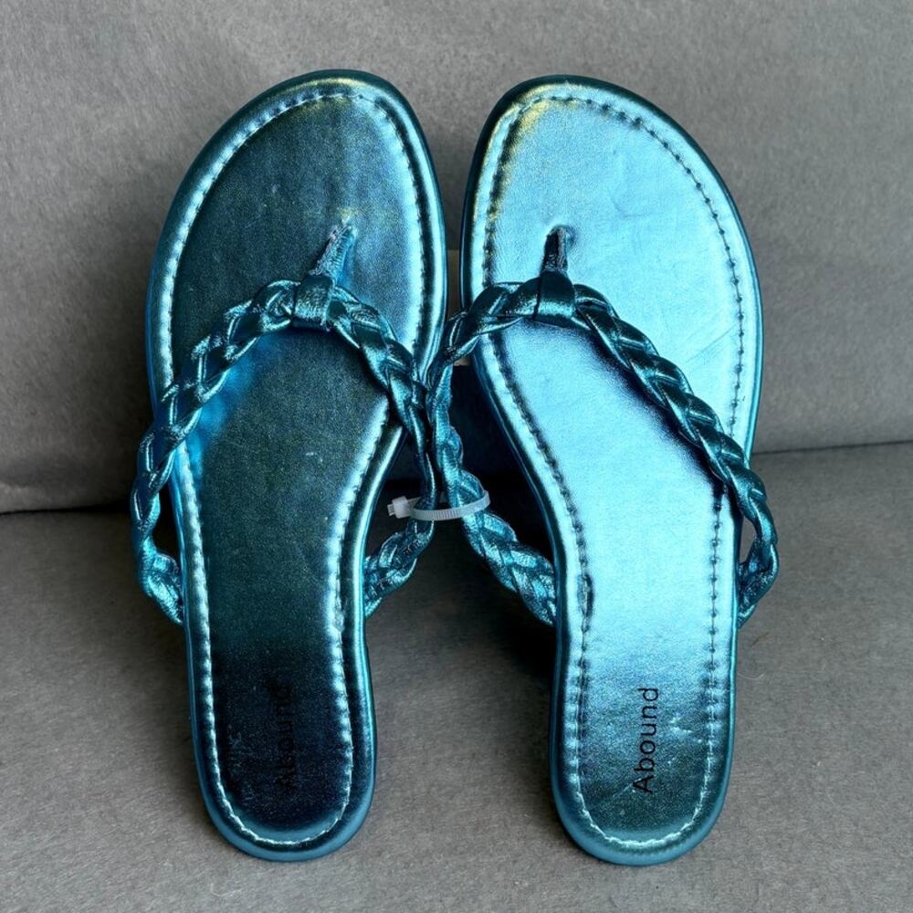Nordstrom Abound Womens Summer Beach Vacation Sandal Metallic Blue Sandal 9.5